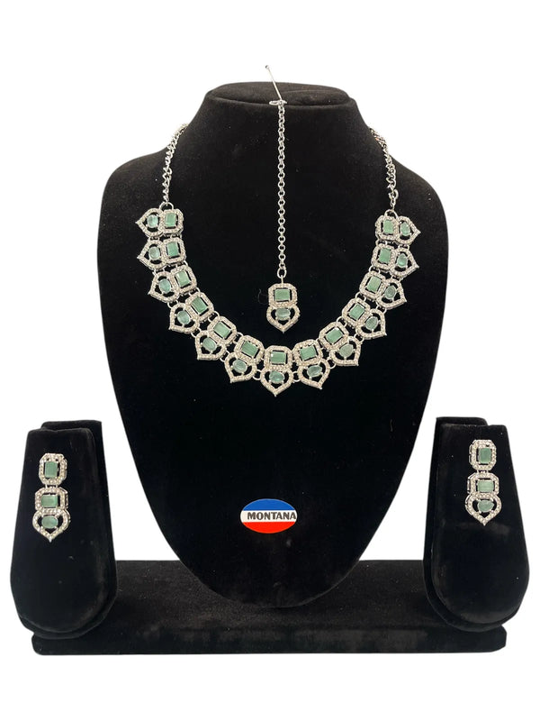 Mint Glass stone Necklace set for Women