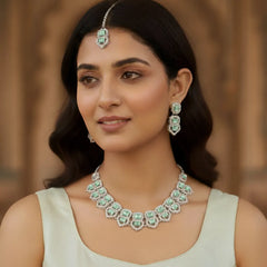 Mint Glass stone Necklace set for Women
