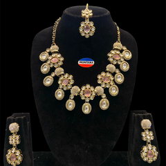 Pink Kundan Necklace Set for Women