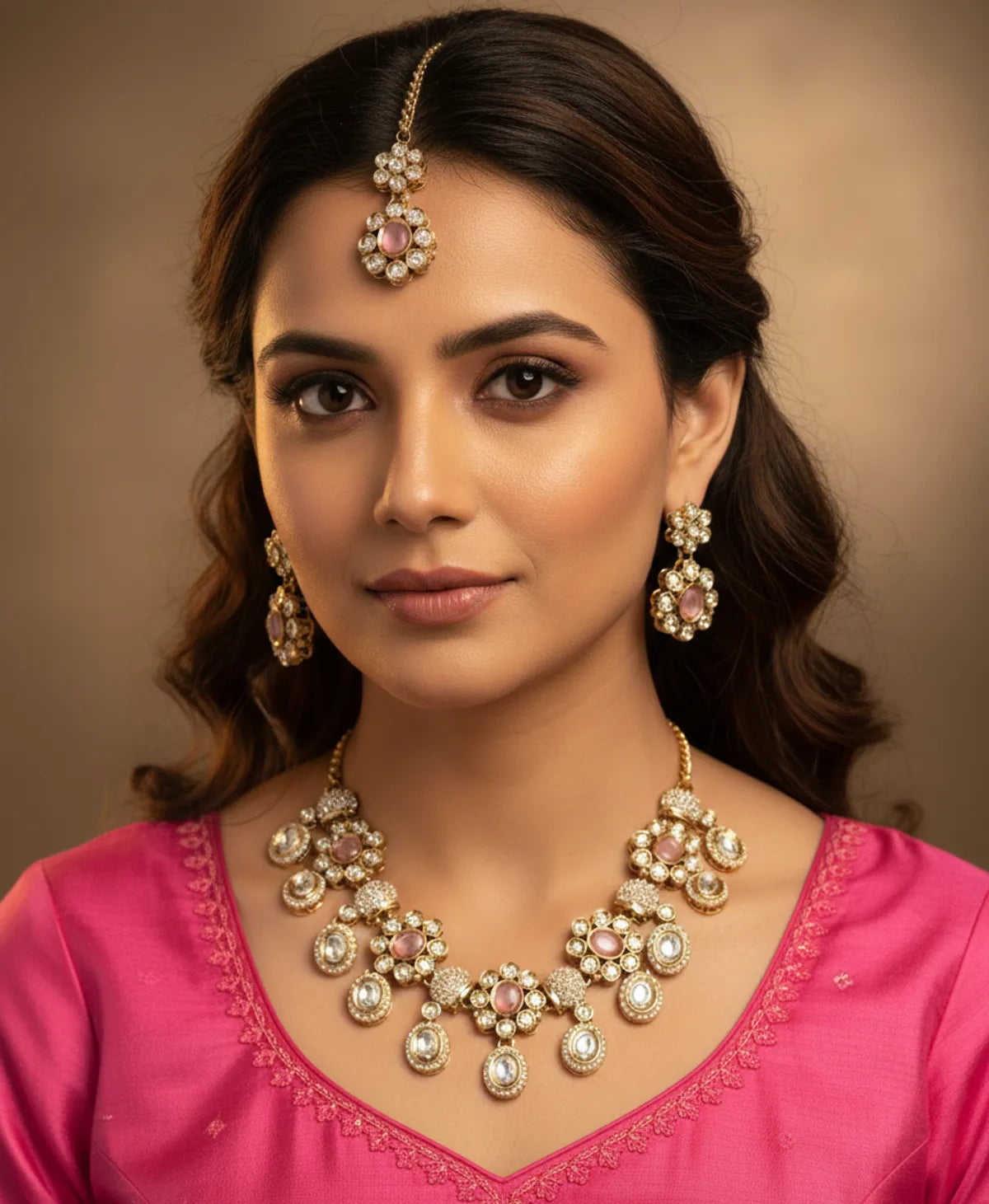 Green Kundan Necklace Set for Women