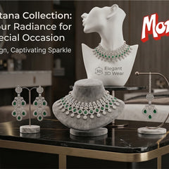 Green Brass Glass Stone Choker Set For Women