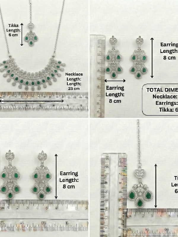 Green Brass Glass Stone Choker Set For Women