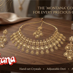 Mehandi Brass Glass Stone Choker Set For Women