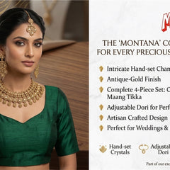 Mehandi Brass Glass Stone Choker Set For Women