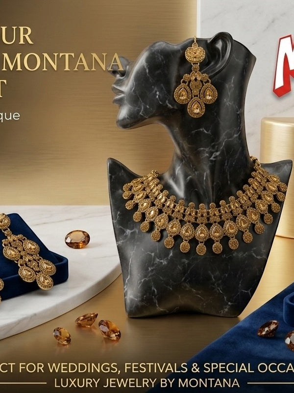 Mehandi Brass Glass Stone Choker Set For Women