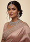 Pink Brass Glass Stone Choker Set For Women