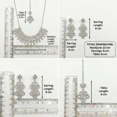 White Brass Glass Stone Choker Set For Women