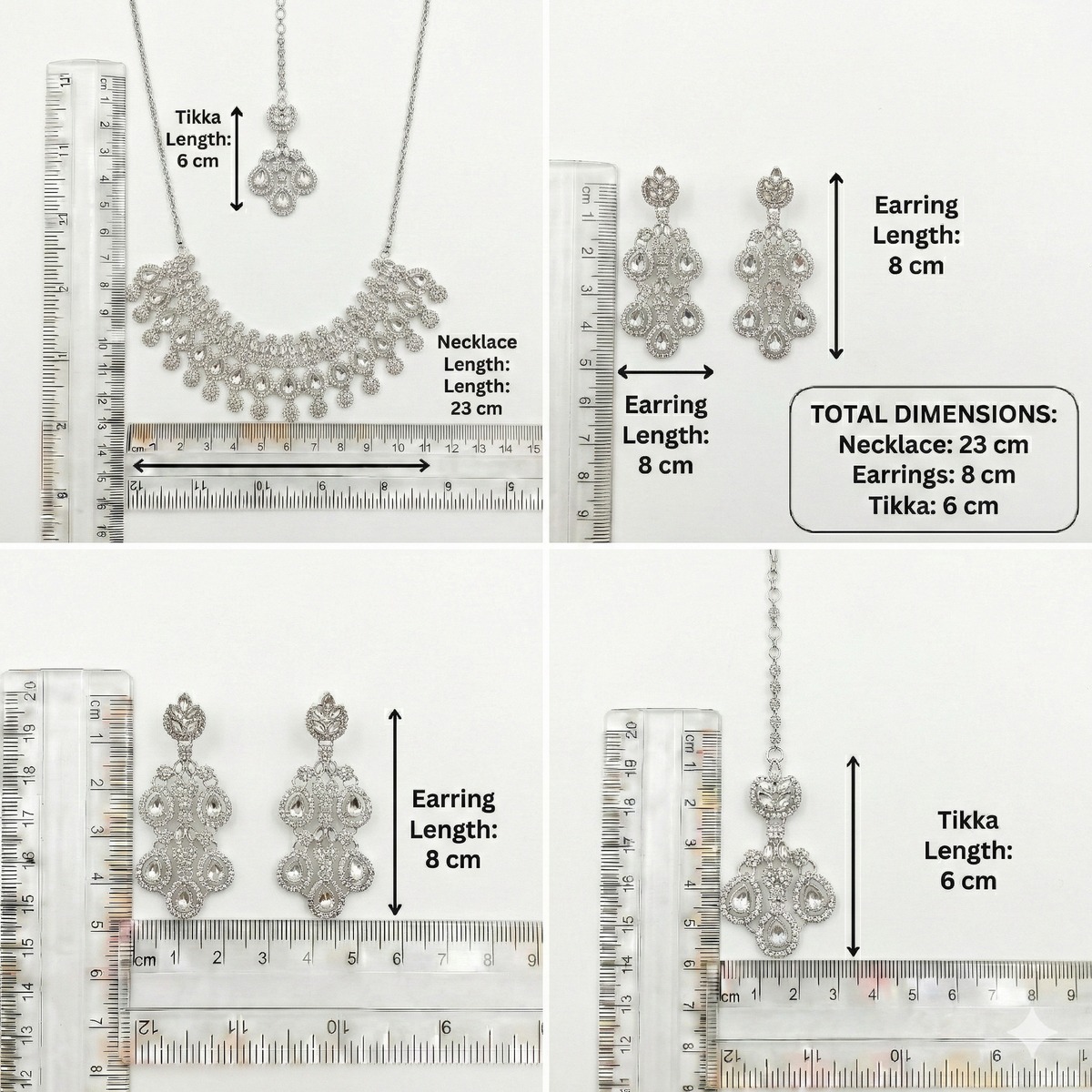 White Brass Glass Stone Choker Set For Women