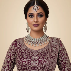 Ruby Brass Glass Stone Choker Set For Women
