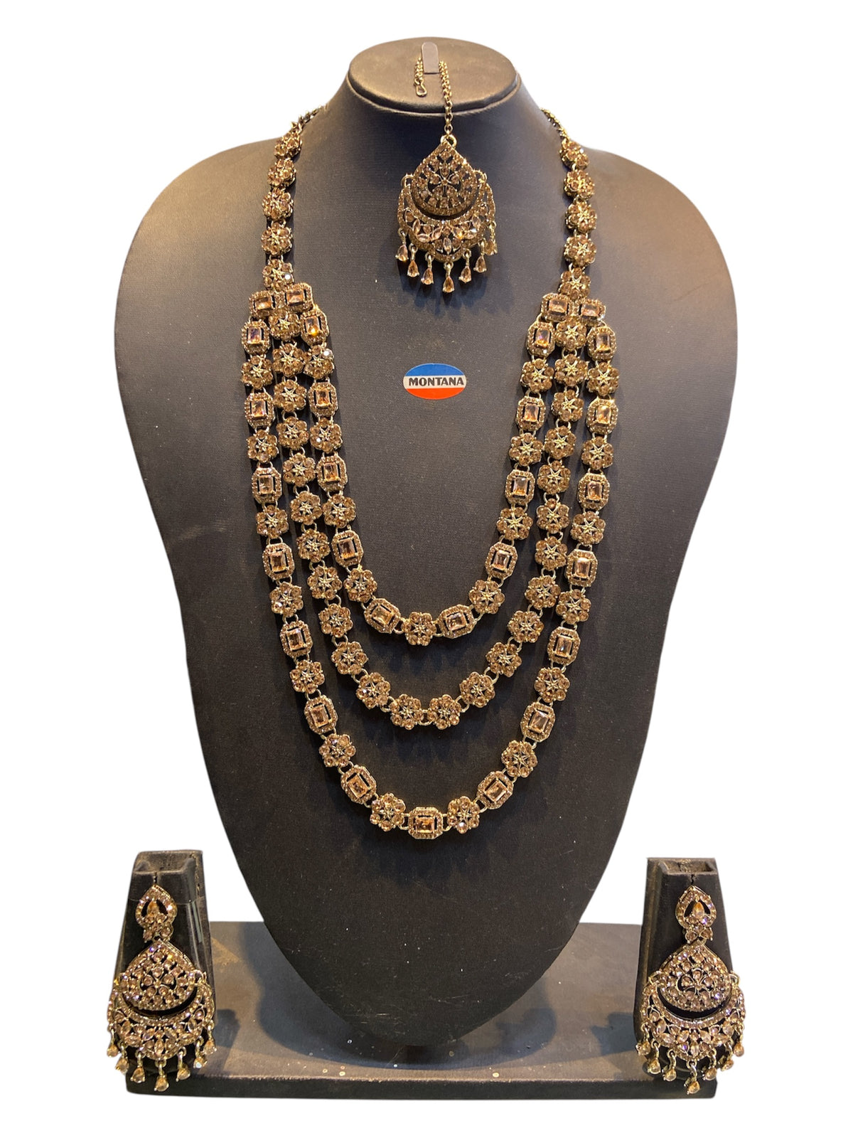 Ruby Brass Multilayer Necklace Set For Women