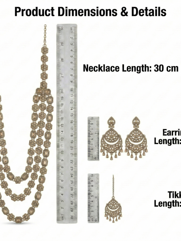 Golden LCT Multilayer Necklace Set For Women