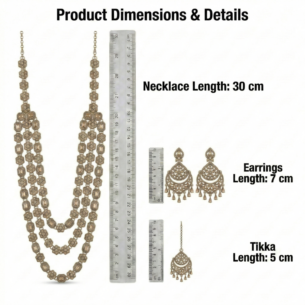 White Brass Multilayer Necklace Set For Women