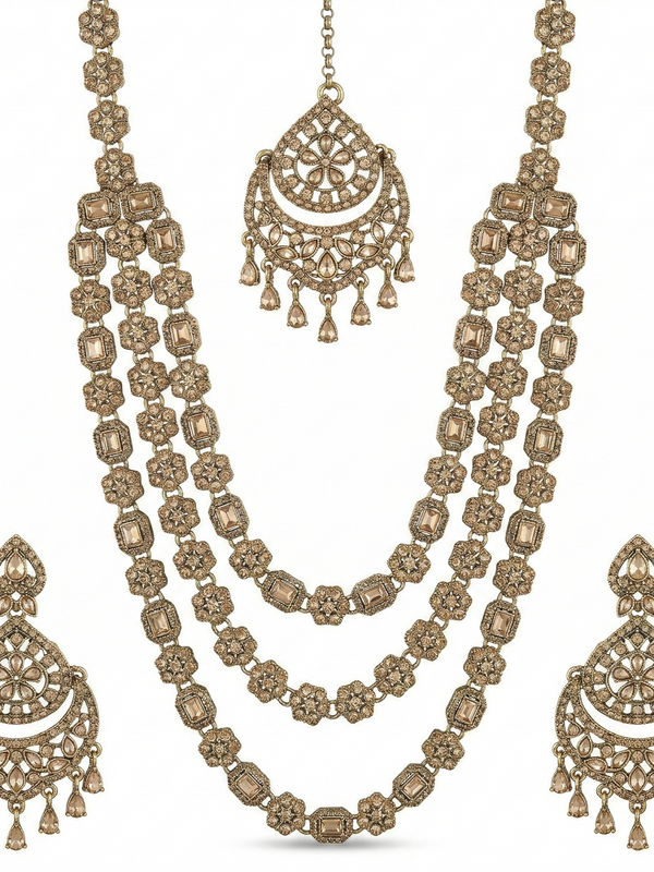 Golden LCT Multilayer Necklace Set For Women