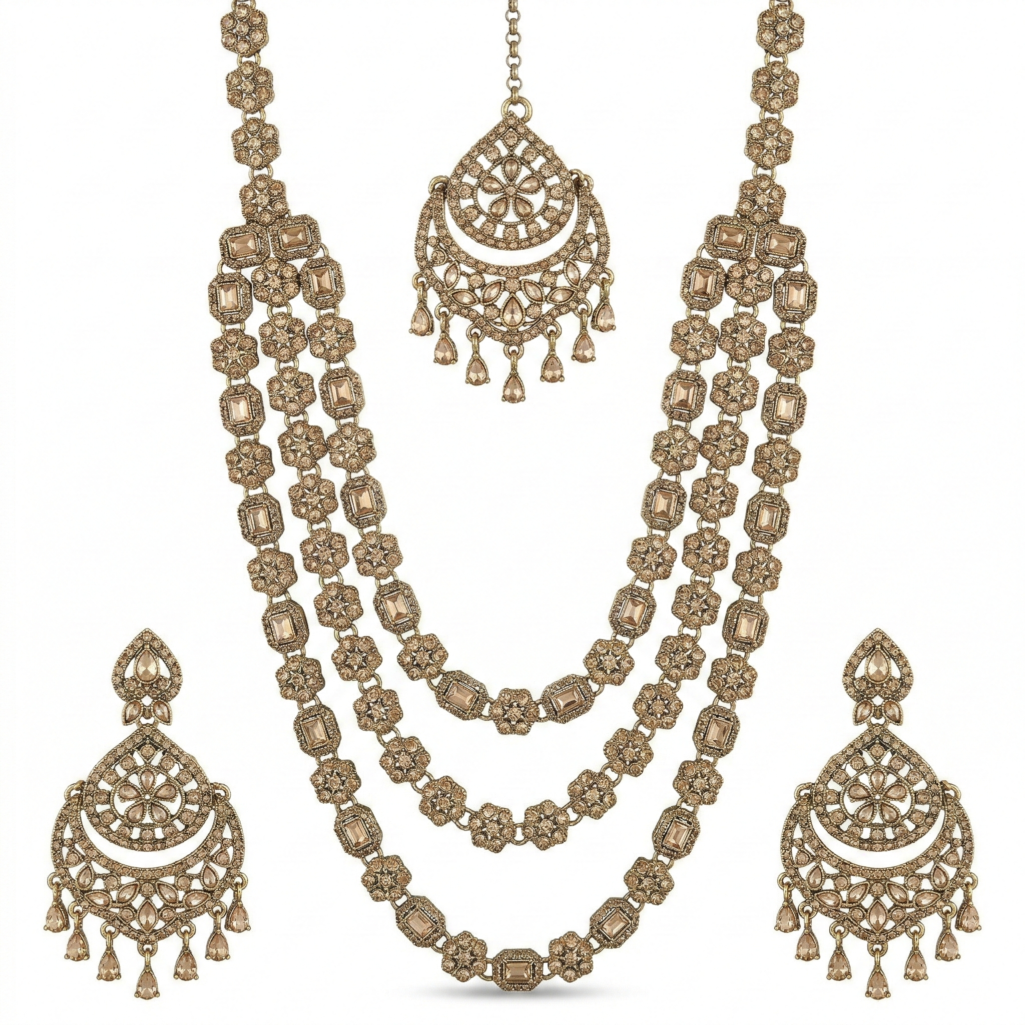 Golden LCT Multilayer Necklace Set For Women