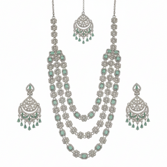 Mint Brass Multilayer Necklace Set For Women