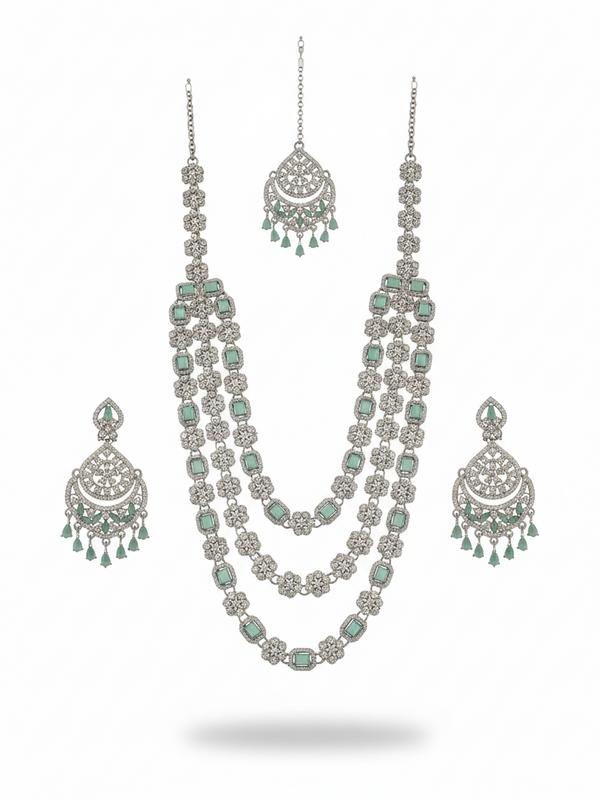 Mint Brass Multilayer Necklace Set For Women