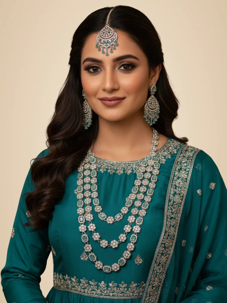 Mint Brass Multilayer Necklace Set For Women