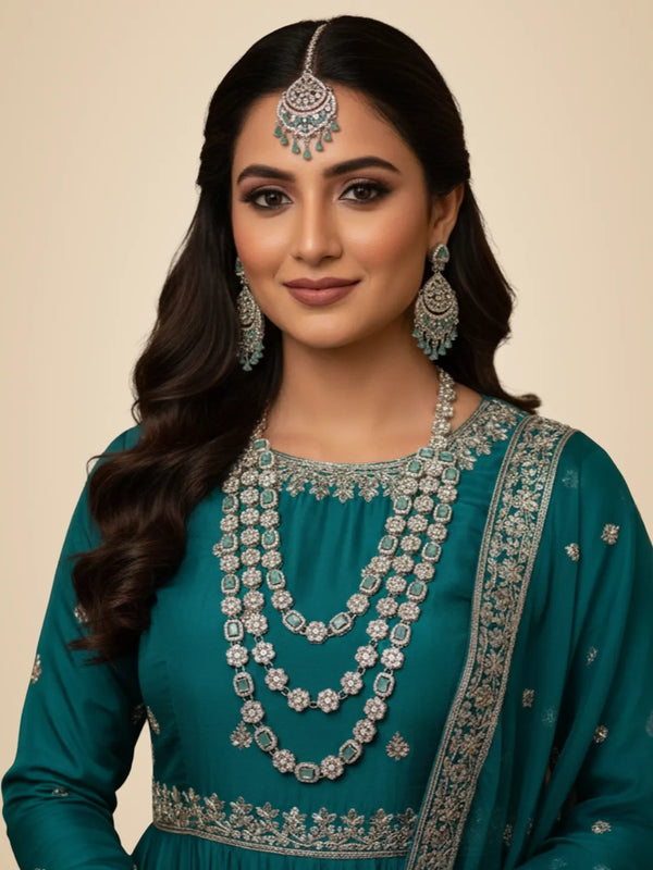 Mint Brass Multilayer Necklace Set For Women