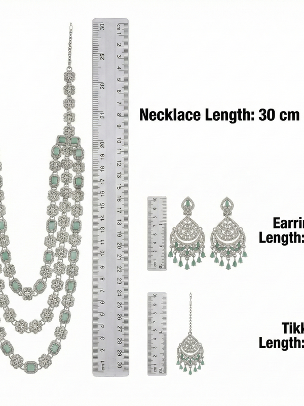 Mint Brass Multilayer Necklace Set For Women