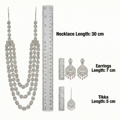 Pink Blue Brass Multilayer Necklace Set For Women