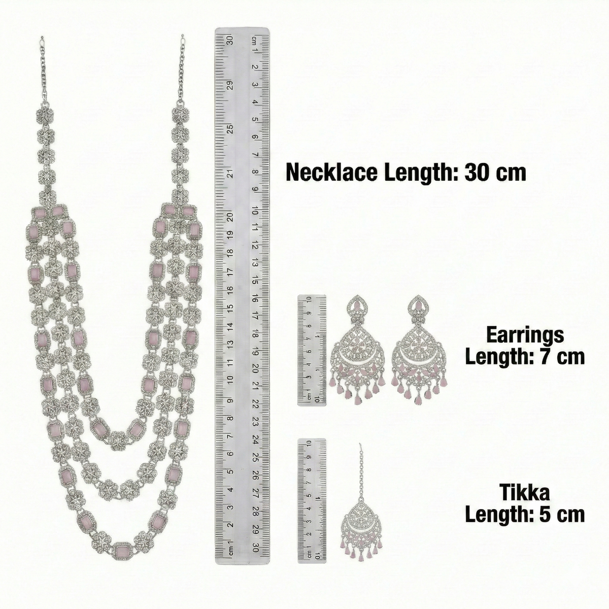 Pink Blue Brass Multilayer Necklace Set For Women