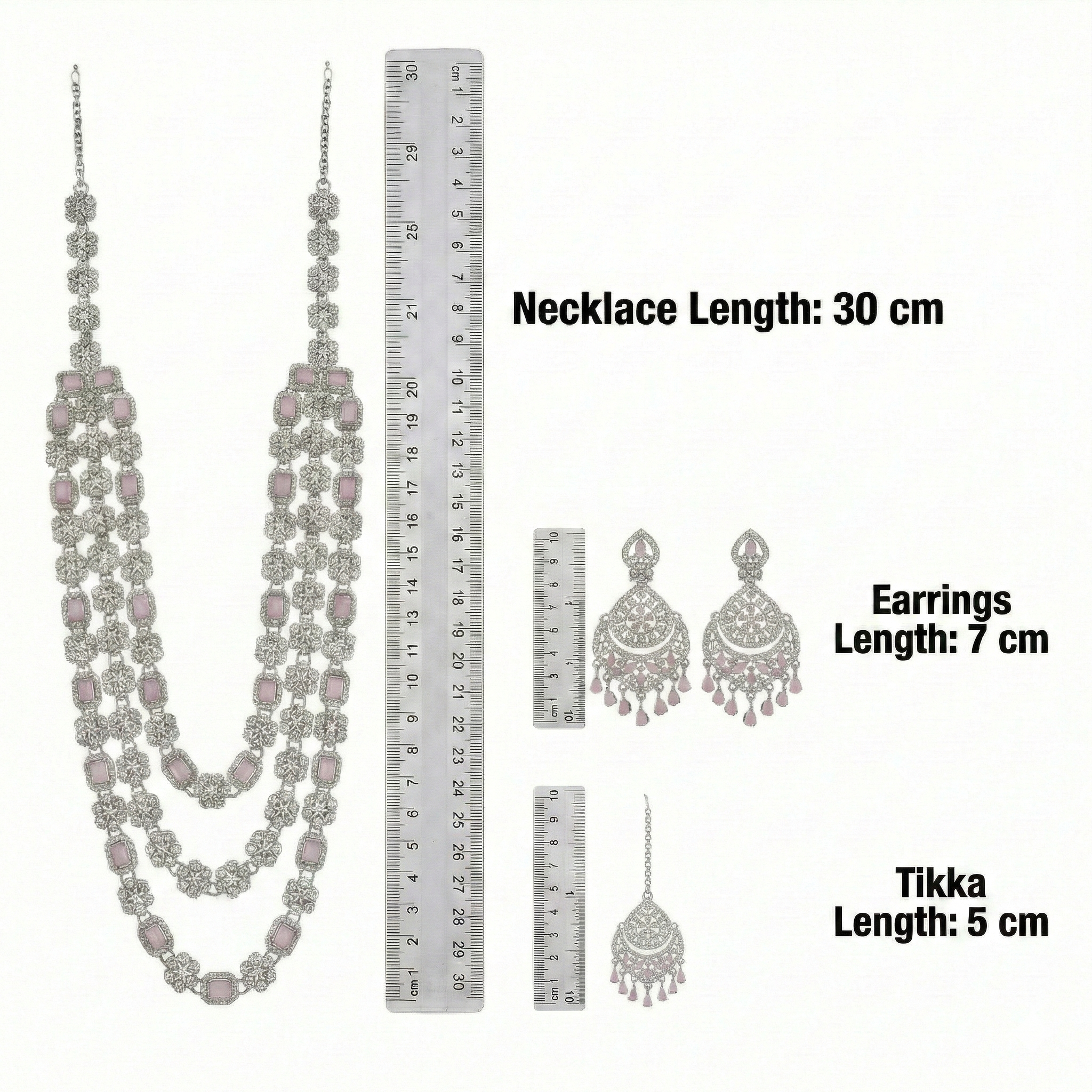 Pink Blue Brass Multilayer Necklace Set For Women