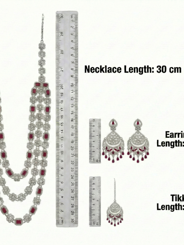 Ruby Brass Multilayer Necklace Set For Women
