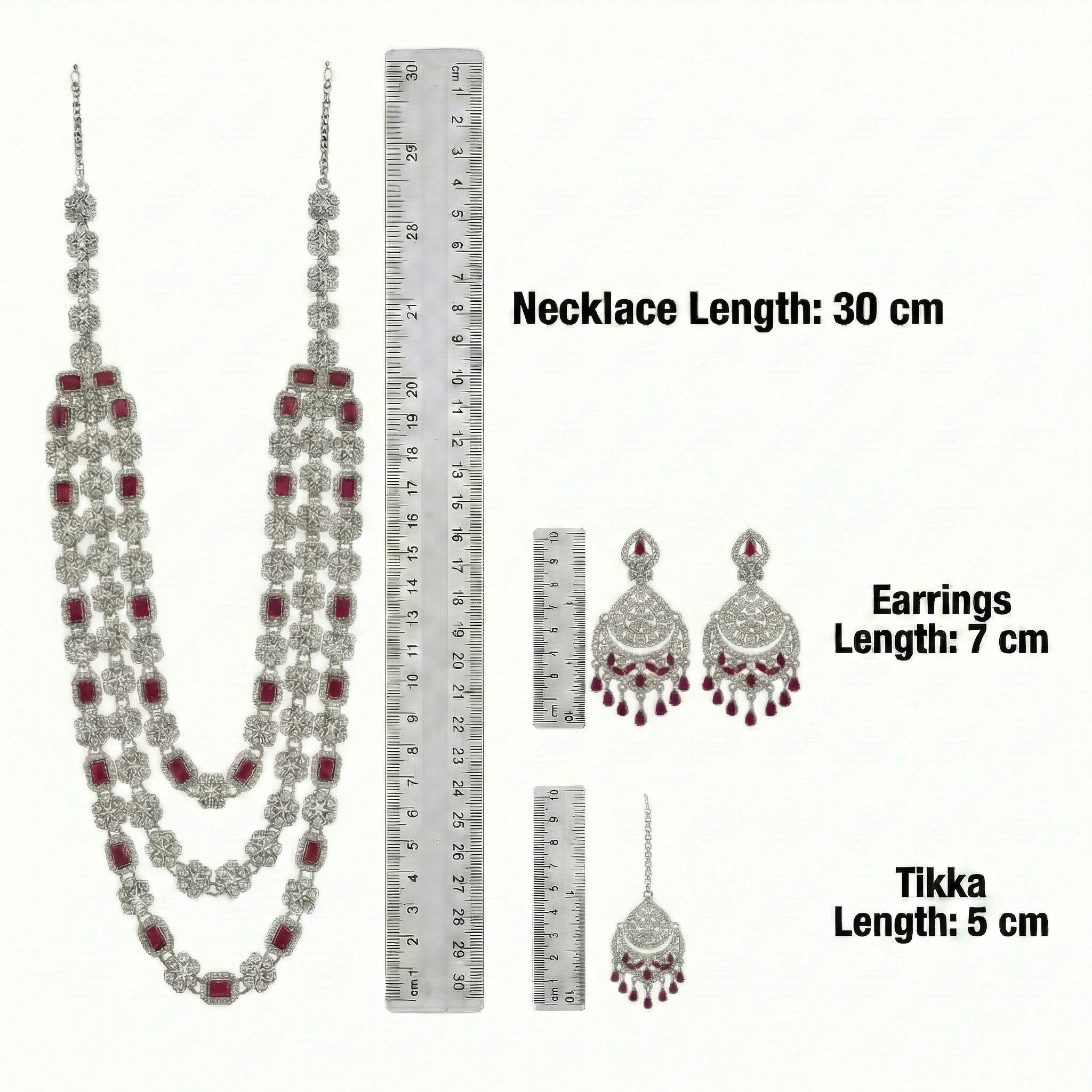 Ruby Brass Multilayer Necklace Set For Women