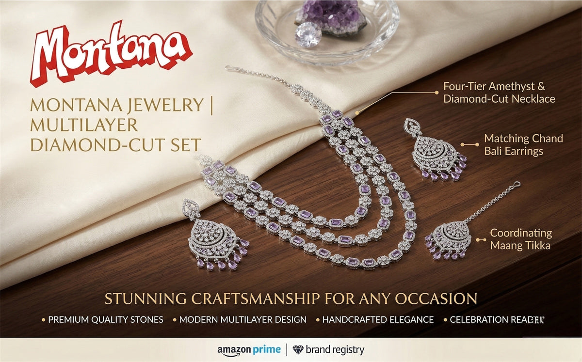 White Brass Multilayer Necklace Set For Women