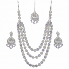 White Brass Multilayer Necklace Set For Women