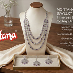White Brass Multilayer Necklace Set For Women