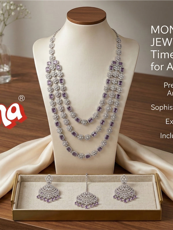White Brass Multilayer Necklace Set For Women