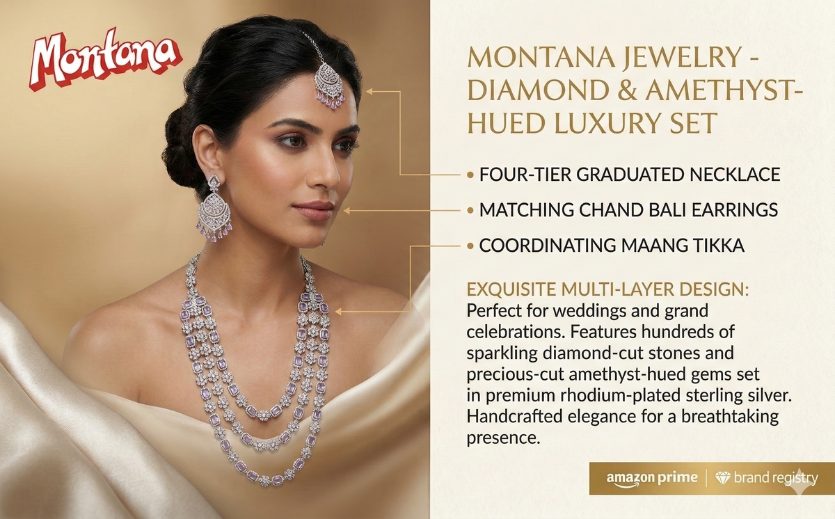 White Brass Multilayer Necklace Set For Women