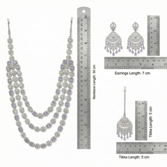 White Brass Multilayer Necklace Set For Women