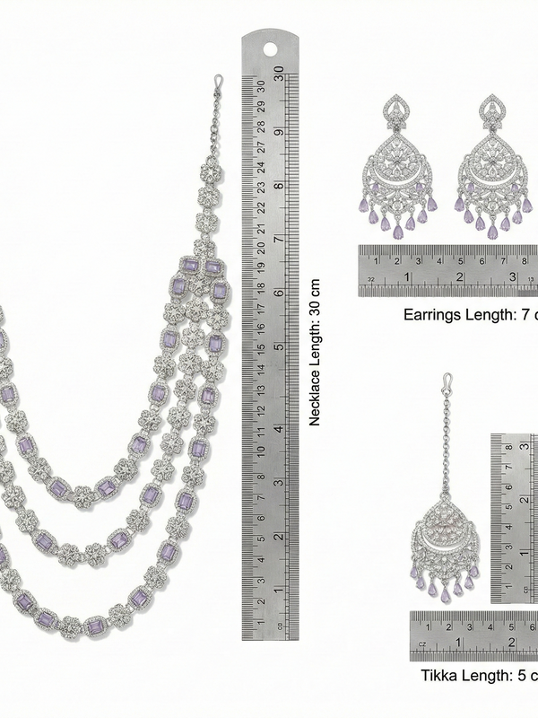 White Brass Multilayer Necklace Set For Women