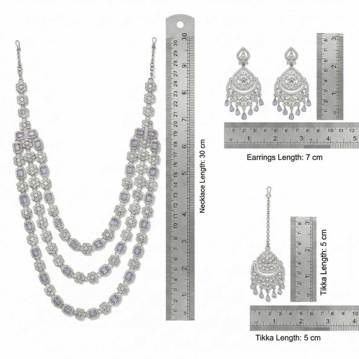 White Brass Multilayer Necklace Set For Women