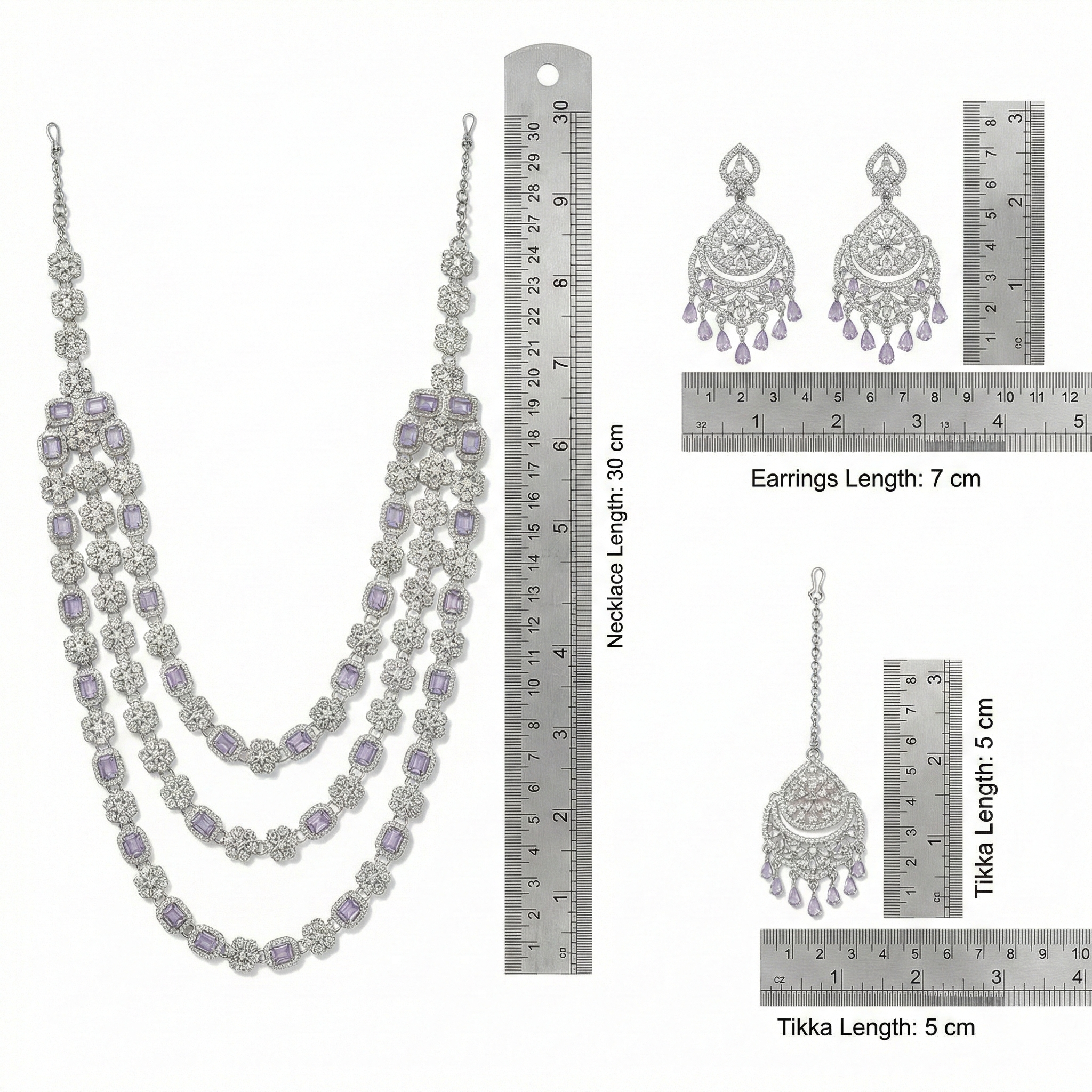 White Brass Multilayer Necklace Set For Women