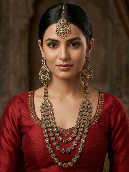Golden LCT Multilayer Necklace Set For Women