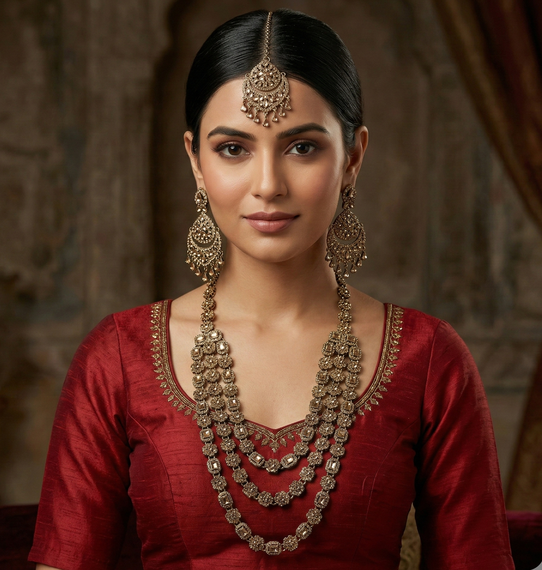 Golden LCT Multilayer Necklace Set For Women