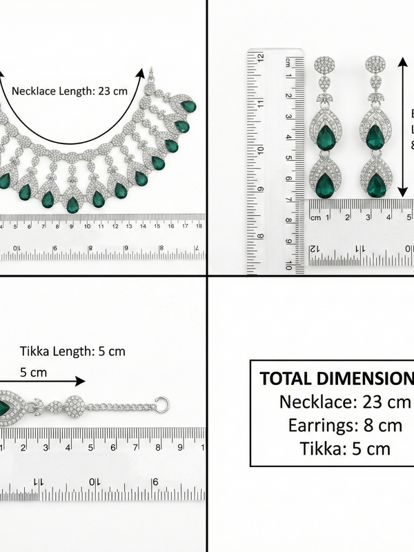 Green Brass Glass Stone Choker Set For Women