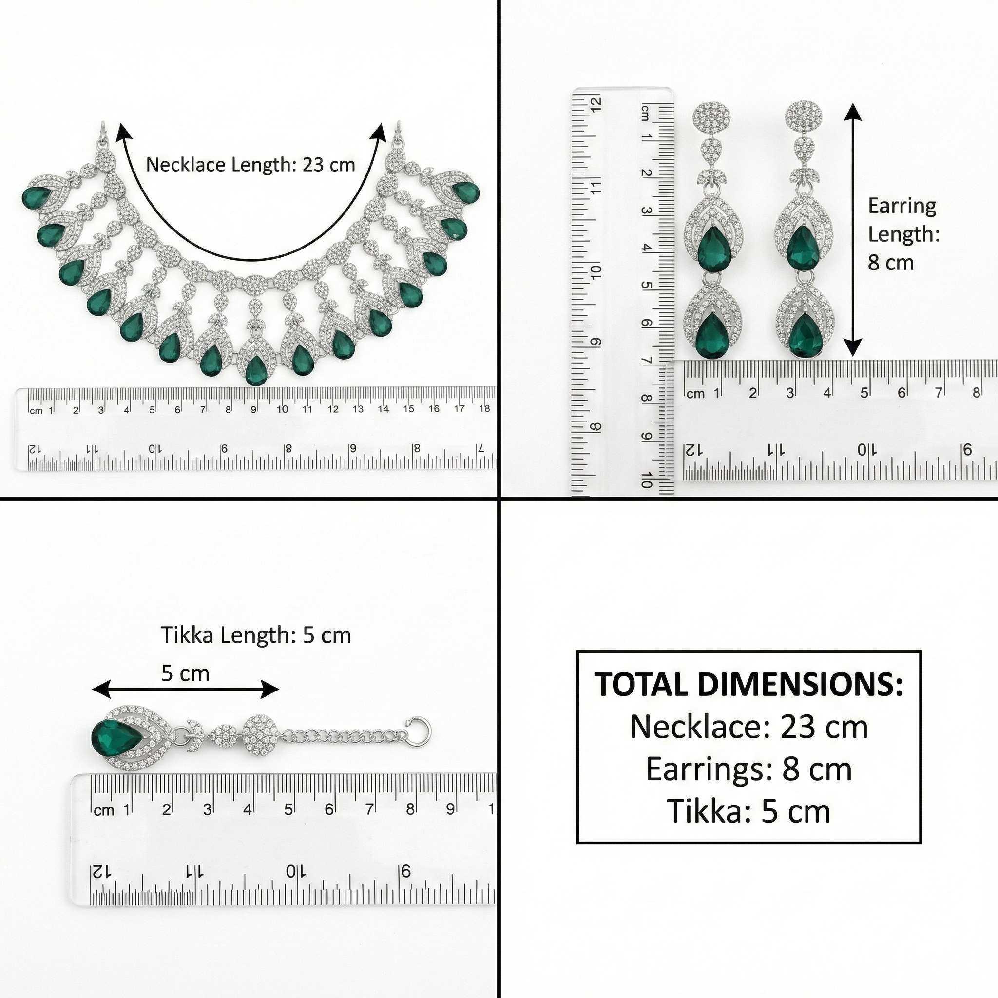 Green Brass Glass Stone Choker Set For Women