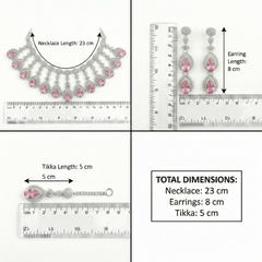 Pink Brass Glass Stone Choker Set For Women