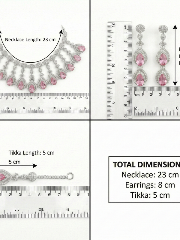 Pink Brass Glass Stone Choker Set For Women