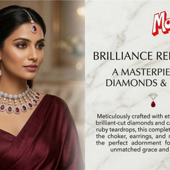 Ruby Brass Glass Stone Choker Set For Women