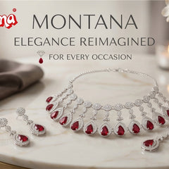 Ruby Brass Glass Stone Choker Set For Women