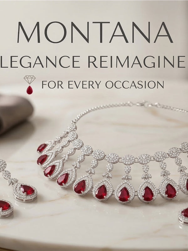 Ruby Brass Glass Stone Choker Set For Women