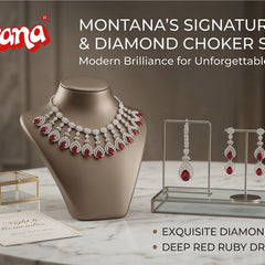 Ruby Brass Glass Stone Choker Set For Women