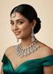 Green Brass Glass Stone Choker Set For Women