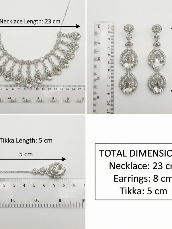 White Brass Glass Stone Choker Set For Women