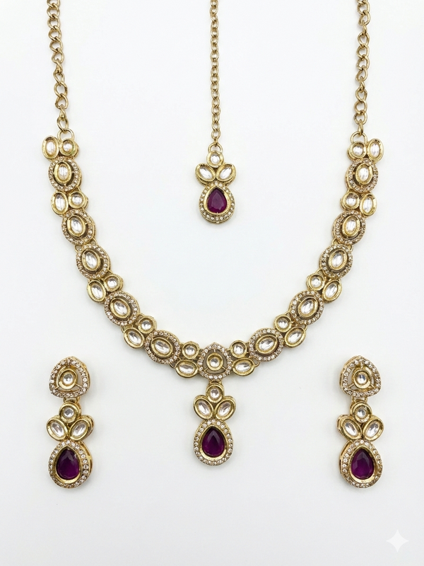 Wine Kundan Set for women